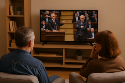 Vtipná glosa Vladislava o tom, jak se z parlamentních debat stává manželská hádka s mikrofony, kde se místo porozumění soutěží o to, kdo má hlasitější ego.